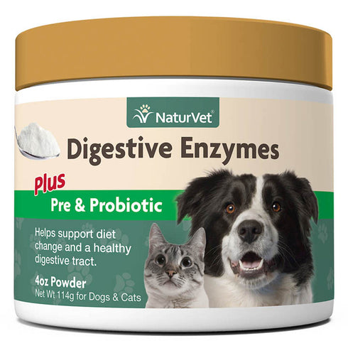 Naturvet Digestive Enzymes Powder with Prebiotics & Probiotics 4oz - Poudre Pet and Feed Supply